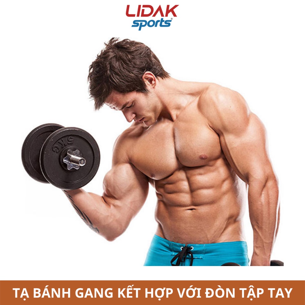 Ảnh Tạ gang 5kg, bánh tạ tập gym lỗ phi 30 đúc nguyên khối được sử lý bề mặt trước khi sơn - LIDAK SPORT 4