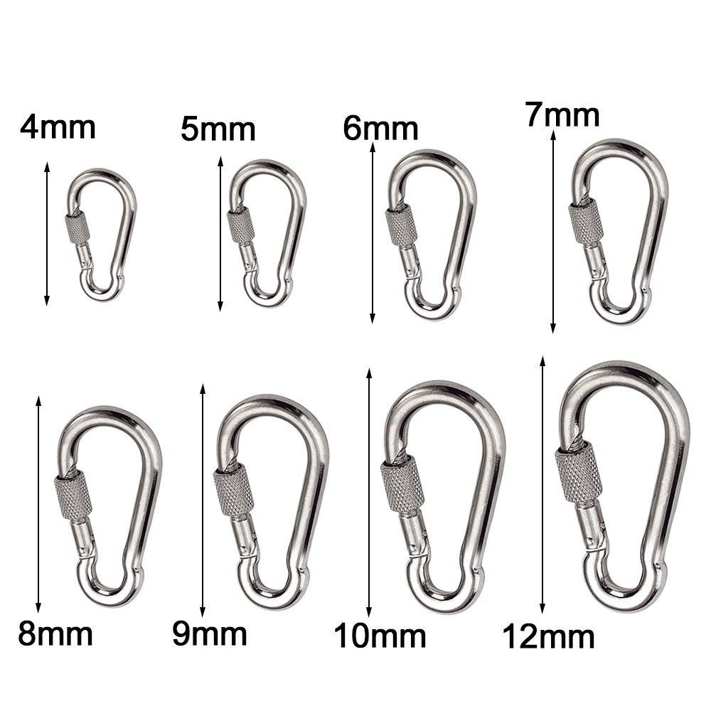 CARABINER Móc An Toàn Khóa Lò Xo Liên Kết Nhanh Thép Không Gỉ 304 M4~M12 Thiết Bị Leo Núi Ngoài Trời
