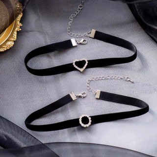 Choker đen đính tag đá sang chảnh, choker đá sáng lấp lánh Chồi accessories phong cách - B63