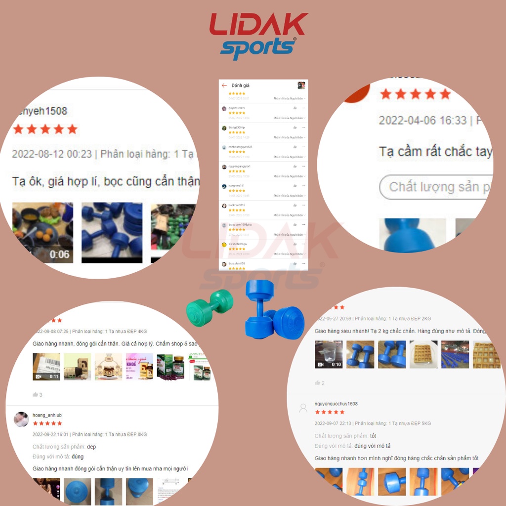 Ảnh Tạ tay nhựa 6kg Lidak, tập gym cải thiện cơ bắp tại nhà - LIDAK SPORT 4