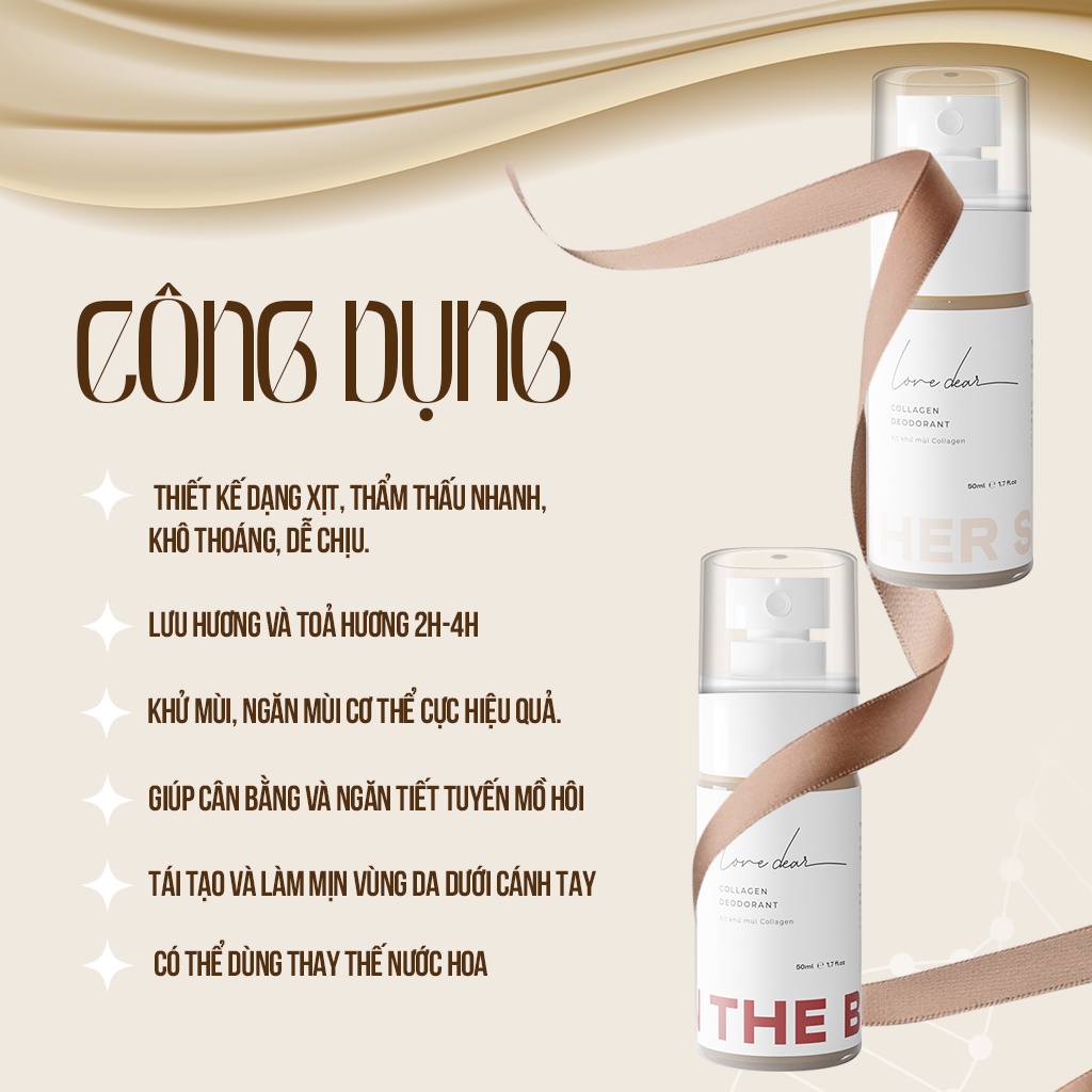 Ảnh Xịt Khử Mùi Nước Hoa LoveDear - Có Collagen Và Vitamin C E Dưỡng Trắng Da Nhiều Mùi unisex 50ml 2