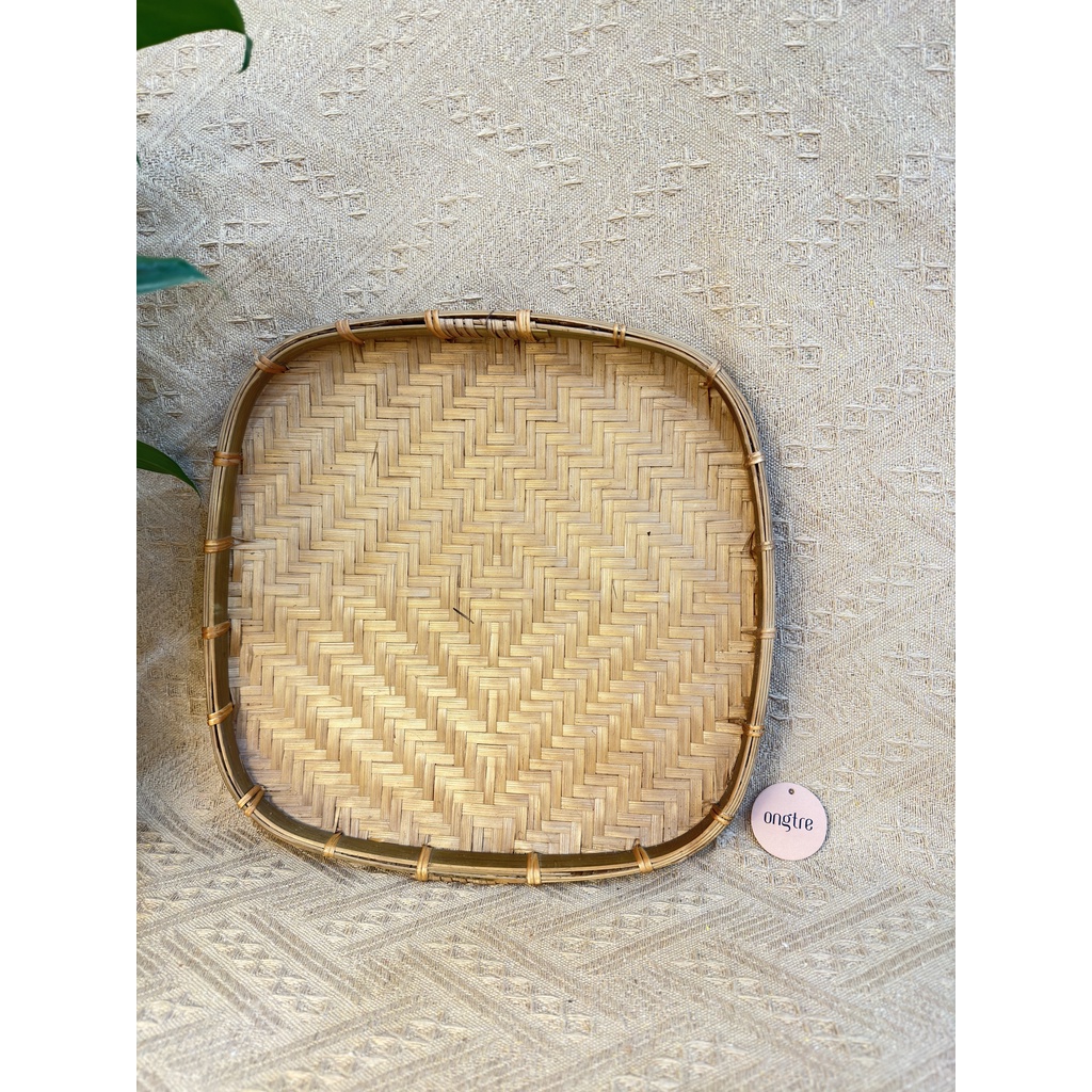 Mẹt tre vuông thủ công ONGTRE 20/25/30cm phục vụ nhà hàng, decor trang trí