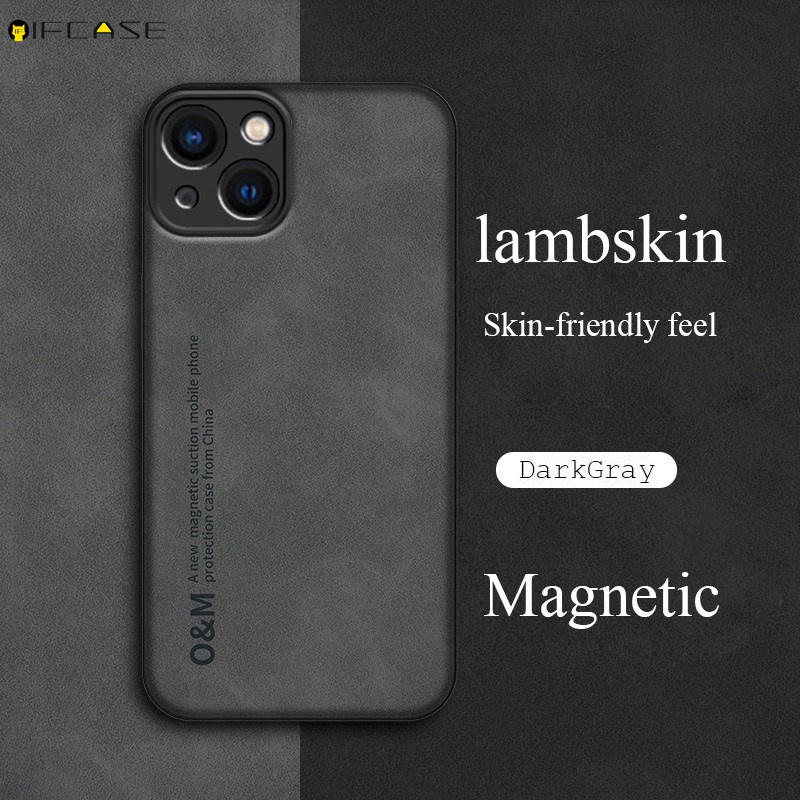 Ốp Điện Thoại Bằng Da Cừu Chống Sốc Mặt Nhám Hít Nam Châm Thân Thiện Với Da Cho iPhone 12 Mini 12 11 Pro Max
