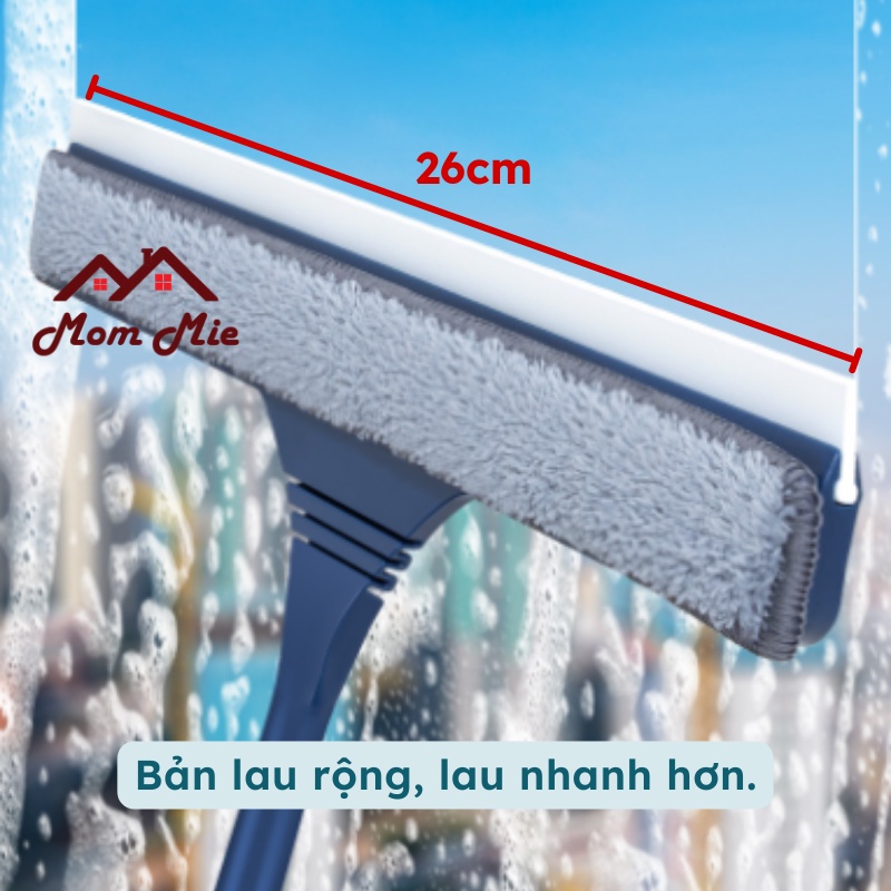 [Cải tiến] Cây lau kính đầu lau đàn hồi, cán inox dài bền chắc, cây lau ...