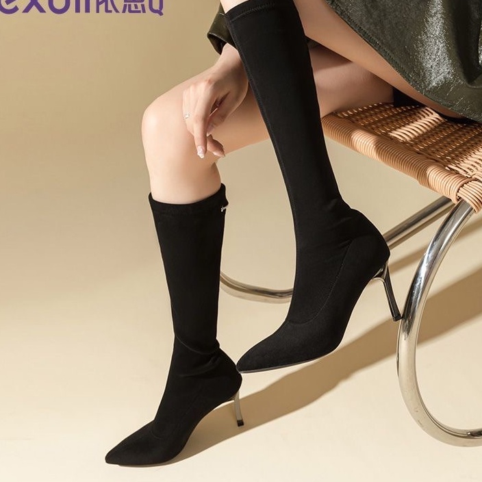 [Có sẵn] Bốt da lộn Exull Mode chính hãng, mũi nhọn, gót nhọn 8cm ...