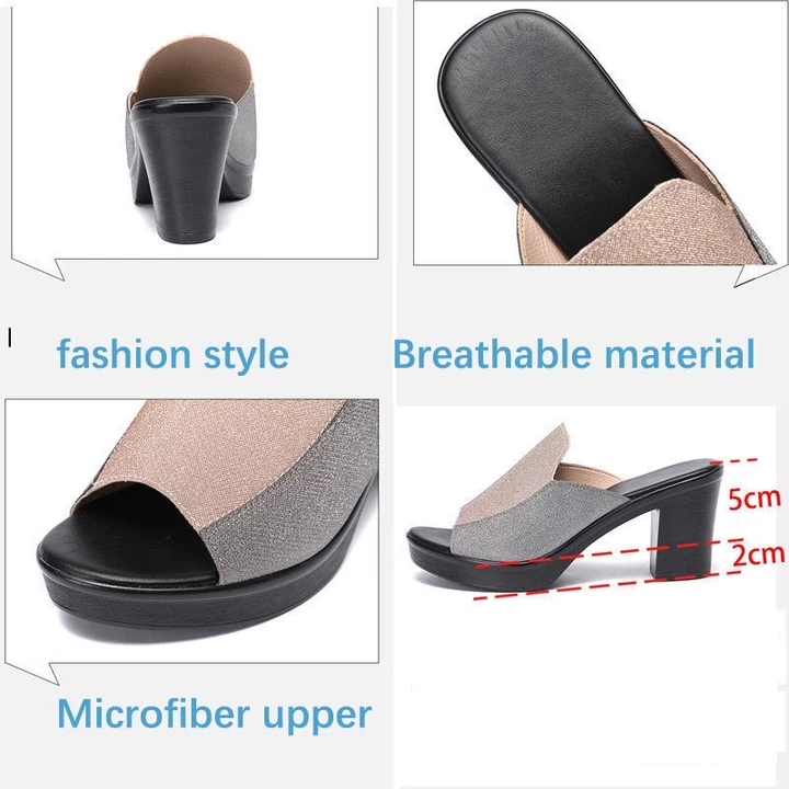 Giày nữ. Giày cao gót. Mềm mại và thoải mái size lớn, gót dày, giày cao gót Giày cao gót mới Giày cao gót giữa gót chống trượt dép miệng cá