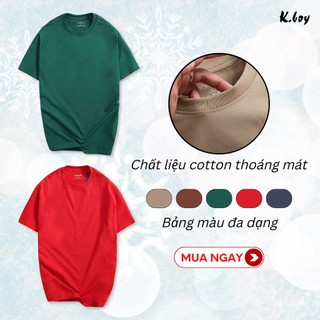 Áo phông trơn nam Kboy chất liệu thun cotton 4 chiều 5 màu mới nhất Co Giãn, Dáng Suông mặc hằng ngày- AT19