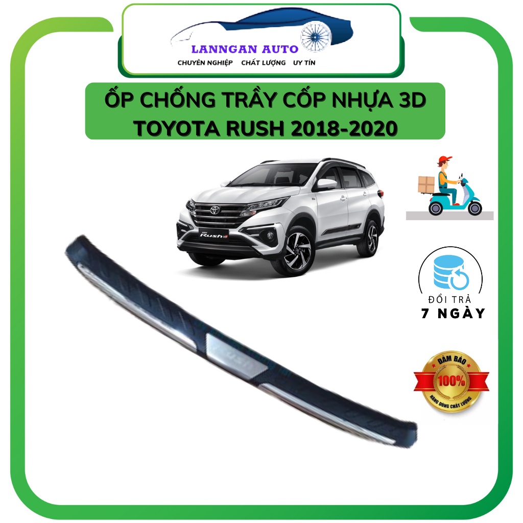 Ốp chống trầy cốp ngoài Toyota Rush 2018-2020, Mẫu nhựa đen 3D ABS cao cấp, sang trọng