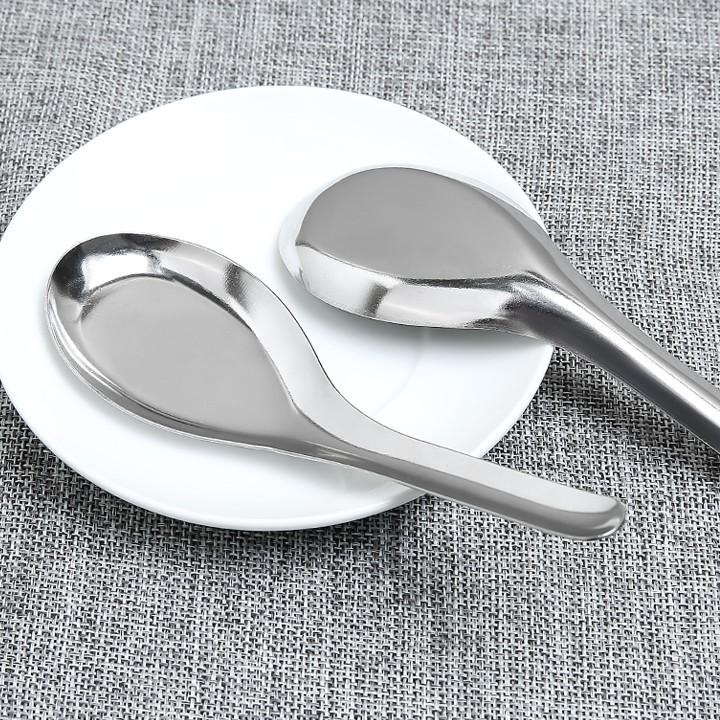 COMBO 2 Thìa ăn cơm Thìa ăn phở Thìa ăn súp inox cao cấp - Màu trắng bạc 15.5 cm