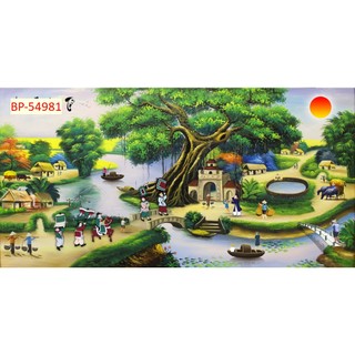 Tranh Vinh Quy Bái Tổ in Vải Lụa cao cấp chuyên dán tường Nhiều Kích Thước Lựa Chọn