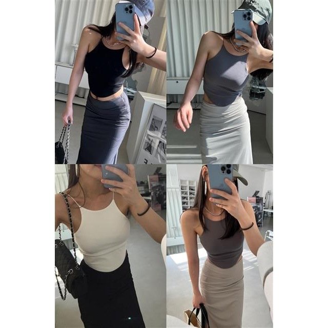 Áo Bra 2 Dây Croptop Sợi Bún Có Đệm Nâng Ngực Dáng Ôm Thoáng Mát 1868