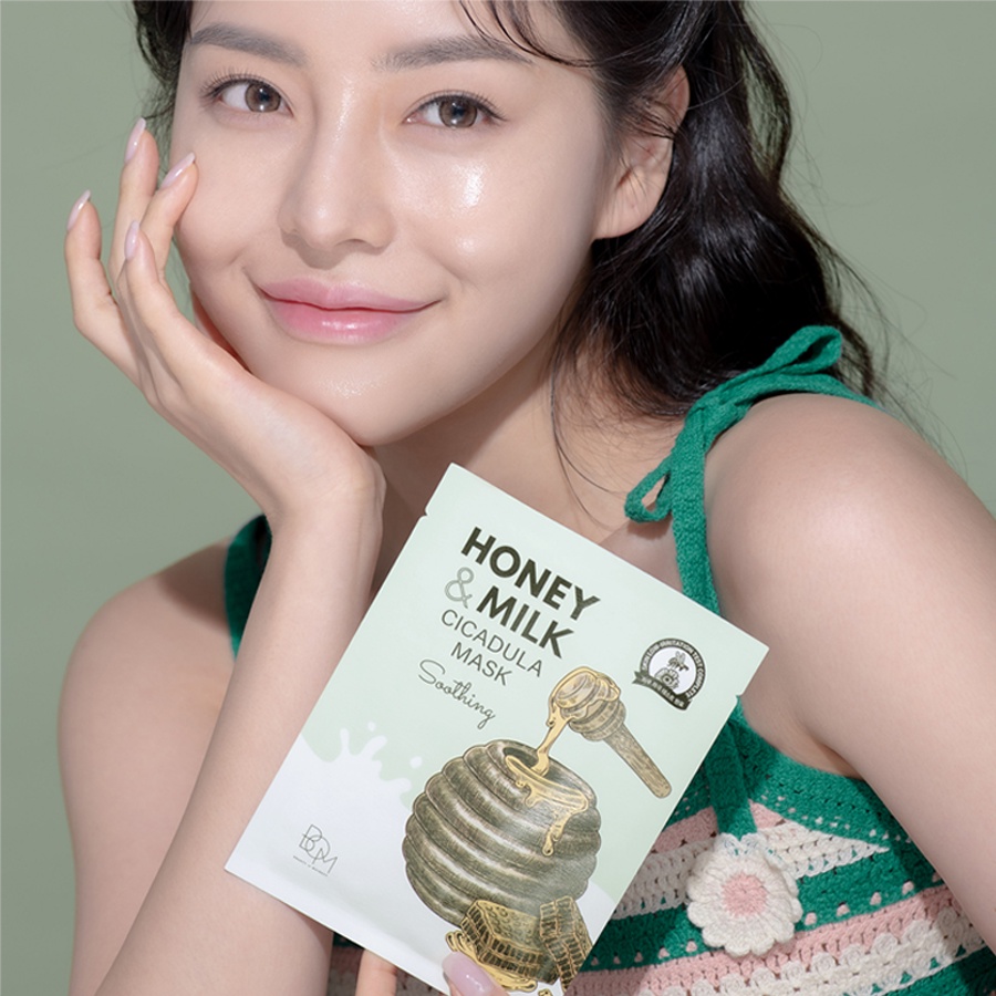 Combo 10 miếng mặt nạ BOM Honey & Milk Soothing Cicadula Mask Mặt Nạ Làm Dịu và Dưỡng Da Mềm Mại 25g