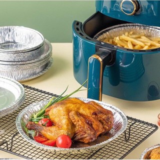 Khay giấy bạc nhôm lót nồi chiên không dầu 22cm, Set 10 khay đĩa nhôm