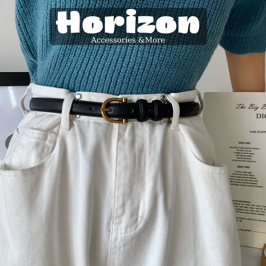 Thắt Lưng Nữ Bản Nhỏ Dây Lưng Quần Áo Nữ Mặt Vàng Chữ C Nhỏ Da Đẹp Dày Xịn Horizon Dây Nịt Bản Nhỏ Kiểu Hàn Quốc