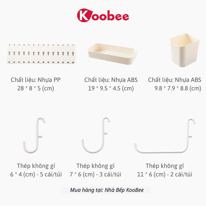 Kệ Pegboard Dán Tường KOOBEE – Kệ Gắn Tường Trang Trí Nhà Bếp, Phòng Làm Việc, Phòng Ngủ, Không Cần Khoan (DC20)