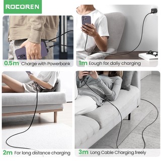 Rocoren PD 20W Cáp USB C Cho iPhone 14 13 12 Pro Max X XR Mini Sạc Nhanh Loại C Cáp Cho iPad USBC Dây Dữ Liệu