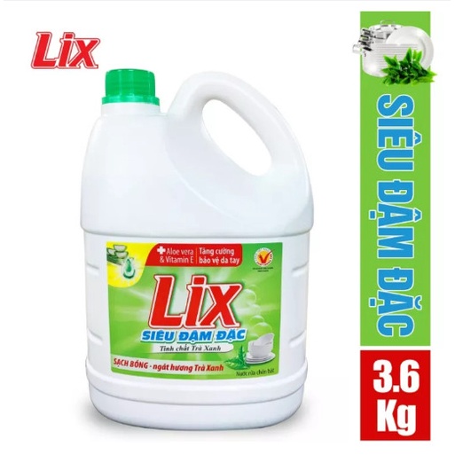 Ảnh Nước rửa chén LIX siêu đậm đặc trà xanh 3.6kg NT360 làm sạch dầu mỡ không hại da tay - Lixco Việt Nam 1