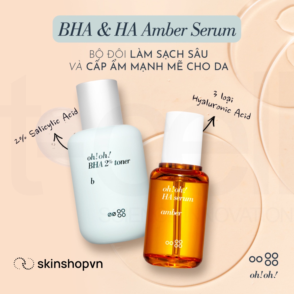 Tinh Chất Dưỡng Ẩm Căng Bóng Da Chuyên Sâu oh!oh! HA Serum Amber (30ml)