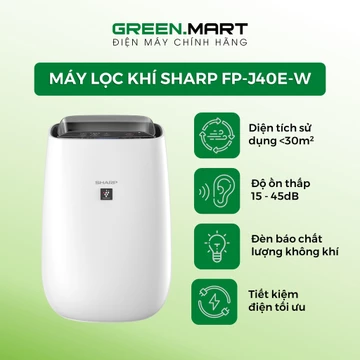 Máy lọc không khí Sharp FP-J40E-W | Máy lọc khí Sharp J40E sử dụng công nghệ Inverter cho phòng 30m2