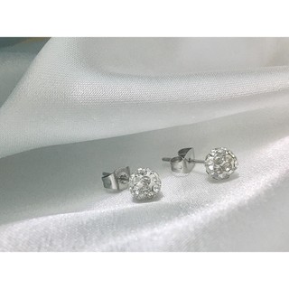 Bông tai unisex đính đá basic LINDO titan không đen, không gỉ đơn giản dễ đeo, đeo được nhiều dịp