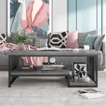 Bàn trà sofa ANA phòng khách mặt bàn họa tiết vân đá cẩm thạch 2 tầng khung thép chân sơn nhũ vàng mã SF01 — ảnh 4