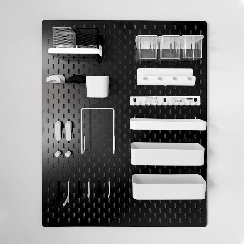 [Tặng móc và kệ treo] BẢNG CÀI TREO TƯỜNG TRẮNG / ĐEN PEGBOARD CHUẨN SIZE IKEA | BigBuy360 - bigbuy360.vn