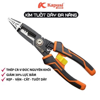 Kìm cắt tuốt dây điện đa năng KAPUSI K-9102 Nhật Bản 210mm 6 trong 1 kẹp-cắt-vặn-tuốt dây, Bh 12 tháng