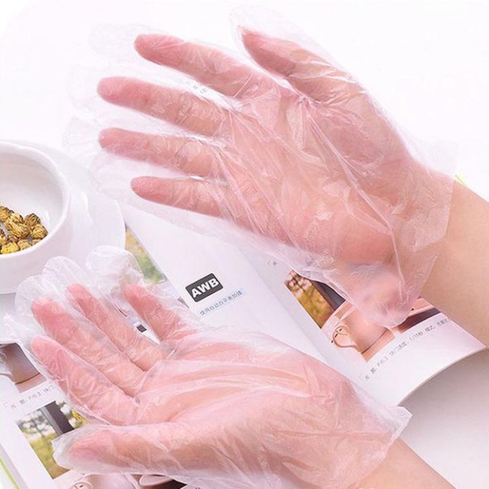 Hộp 200 đôi găng tay Nilon nấu đồ ăn, chế biến thực phẩm, thức uống Dùng 1 Lần