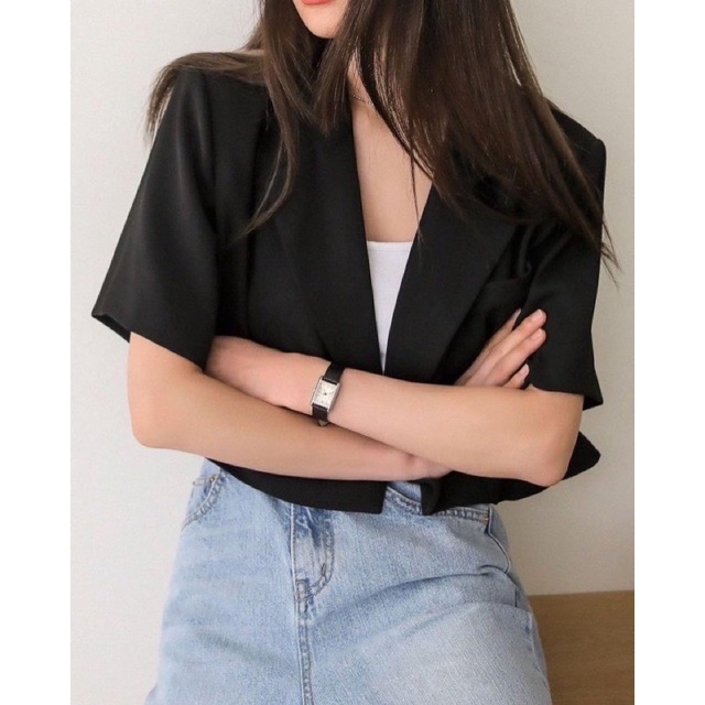 Áo blazer nữ [MAY THEO SỐ ĐO] - áo khoác vest - cao cấp, 2 lớp-lót lụa, NGẮN TAY, CROPTOP  - Tiệm may Diluclothing