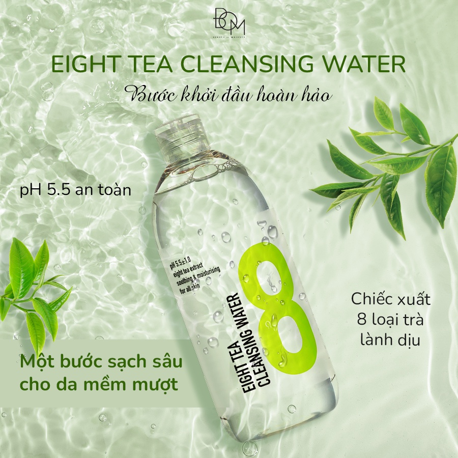 Ảnh Nước Tẩy Trang Làm Sạch Da/Dưỡng Ẩm Không Chứa Cồn BOM Eight Tea 500ml 2