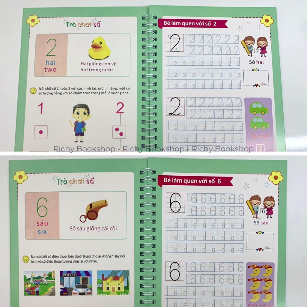 Sách - Bộ 3 Cuốn Luyện Viết Các Nét Cơ Bản, Chữ Đẹp, Số Đẹp - vở luyện viết tự xóa thần kì