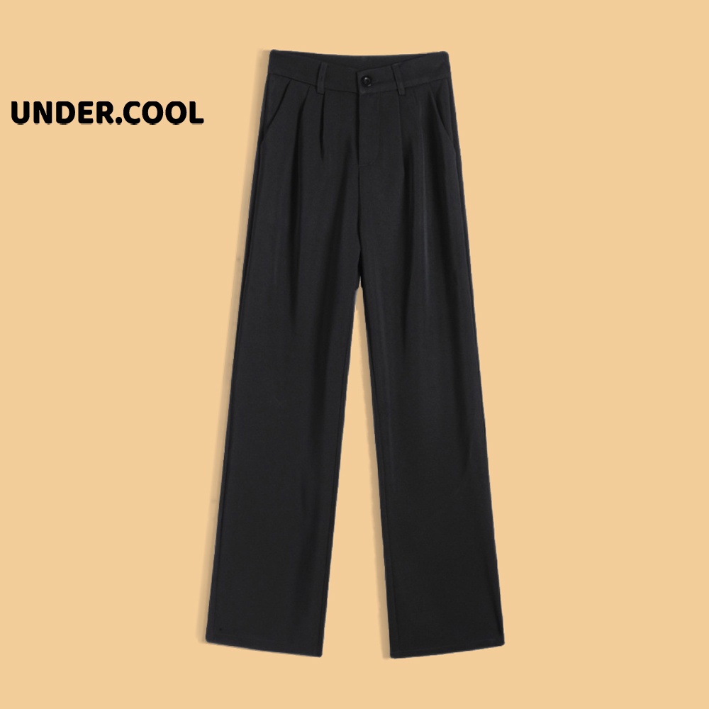Quần dài công sở ống rộng Nữ UNDERCOOL Ống Rộng Dáng Suông Lưng Cao Kiểu Hàn Quốc QD11