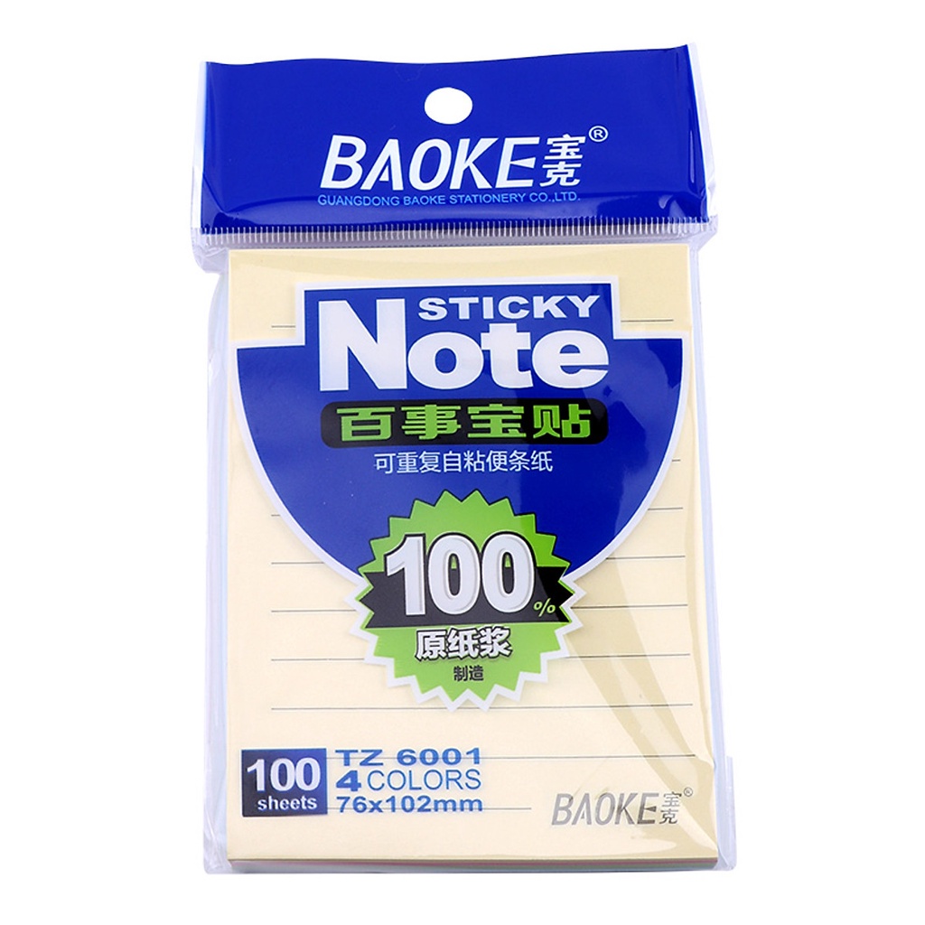 Giấy Nhớ Ghi Chú Sticky Note 4 Màu Baoke TZ 6000 / 6000 / 6002 / 6003 ...