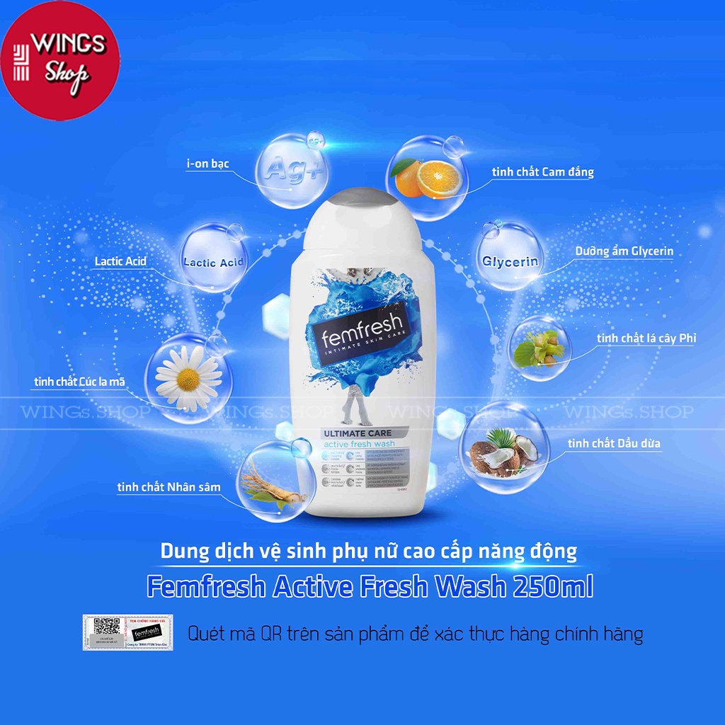 Dung dịch vệ sinh phụ nữ hàng ngày, thơm mát Femfresh Daily Intimate Wash 250ml