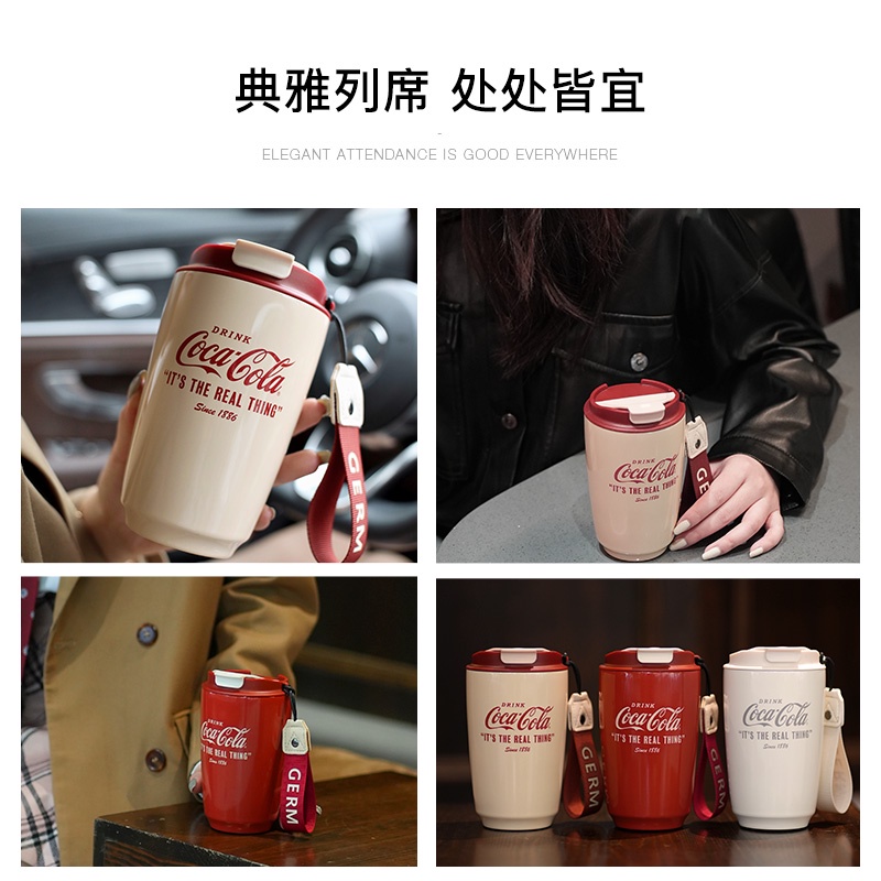 Ảnh Mầm Coca-Cola Cốc giữ nhiệt đồng thương hiệu Ủy quyền chính hãng Bể bên trong bằng thép không gỉ 316 cấp 500ML 1