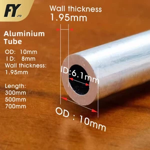 Ống Nhôm Rỗng Tròn id 5.1mm 6.1mm 7.1mm 8.1mm 10.1mm od 7-16mm Đường Kính Trong 6.1mm
