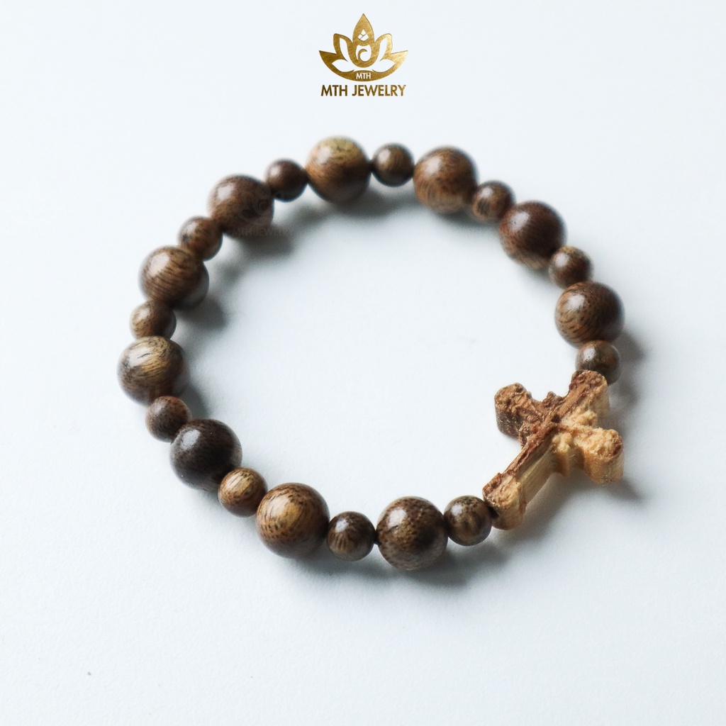 Ảnh Vòng Tay Trầm Hương Mân Côi 8mm Size Bé (10 hạt To) Trầm Tốc Việt - MTH JEWELRY 1