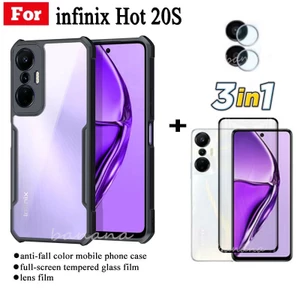 3in1 infinix Hot 20s hot 20 5G 4G 20i 20 play 12i 12 play Vỏ điện thoại chống sốc + màng kính cường lực + Phim ống kính máy ảnh
