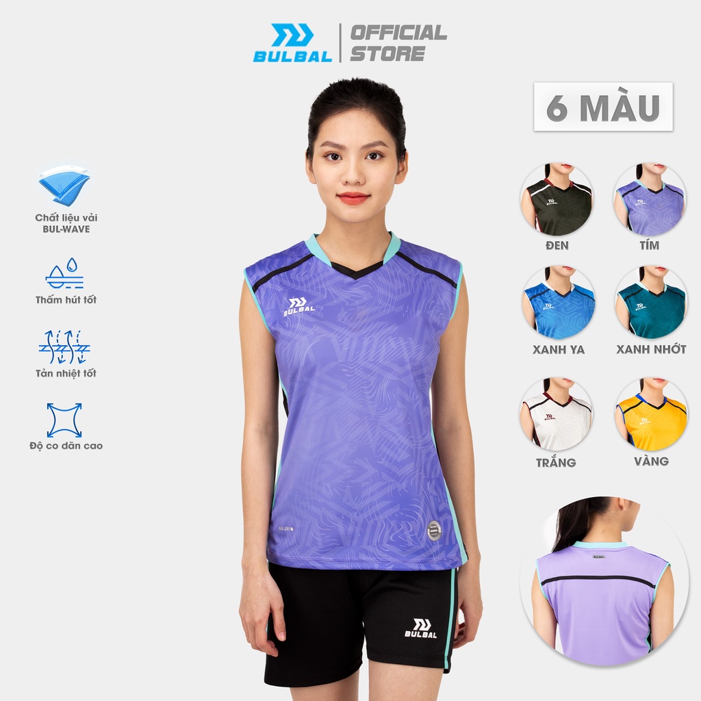 Bộ quần áo bóng chuyền nữ Bulbal Asteri cao cấp, chất vải Bul-Wave, Polyester 2D co giãn tốt, thấm hút mồ hôi