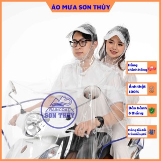 ( NHỰA DẺO )Áo mưa trong suốt 2 mũ Sơn Thủy , 1 mũ sơn thủy PVC freesize dobaohoso1