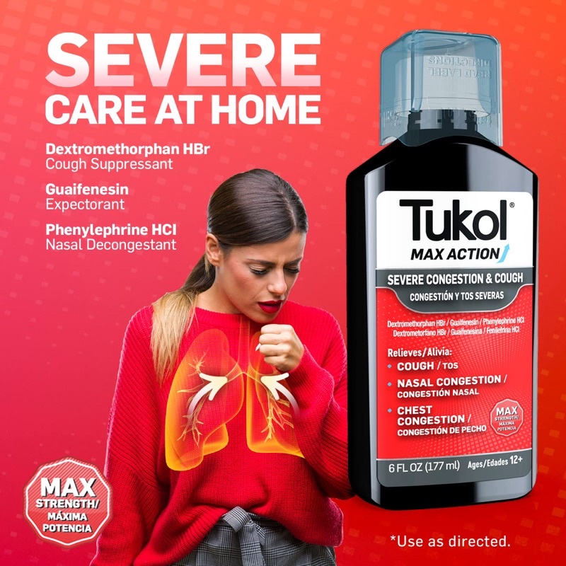 TUKOL Max Action Severe Cough Suppressant and Nasal Decongestant Multi