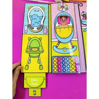 Bộ nhà gia đình Pop It - búp bê giấy