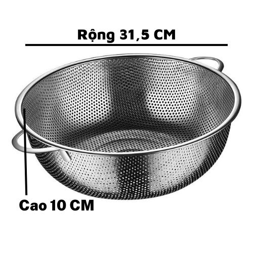 Rổ Inox Tròn, Rổ Inox 201 Cao Cấp Loại 1 Không Gỉ Lỗ Lưới Dày Dùng Vo ...