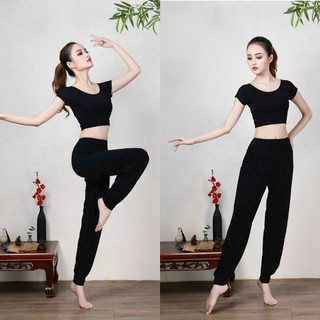 Bộ alibaba tập yoga , tập zumba, tập múa chất thun coton co giãn đa chiều thoáng mát ... Hàng VNXK