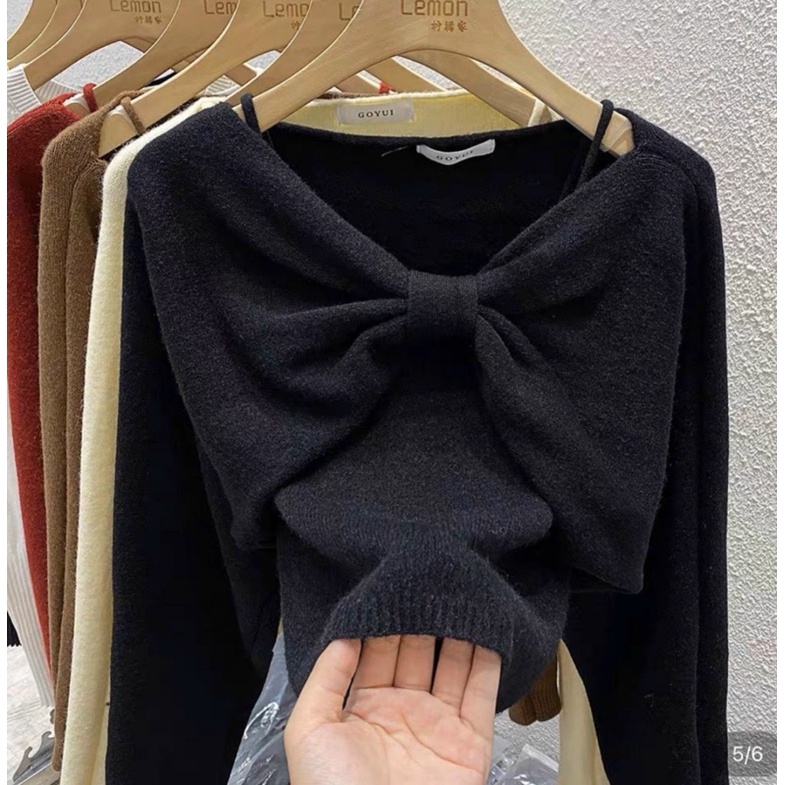 Set áo len nơ ngực kèm áo len 2 dây - set áo len 2 chi tiết | Shopee ...