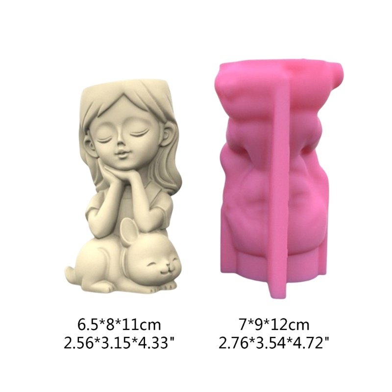 Khuôn silicone Làm Chậu Hoa / Cây Mọng Nước Hình Thỏ / Cô Gái 3d