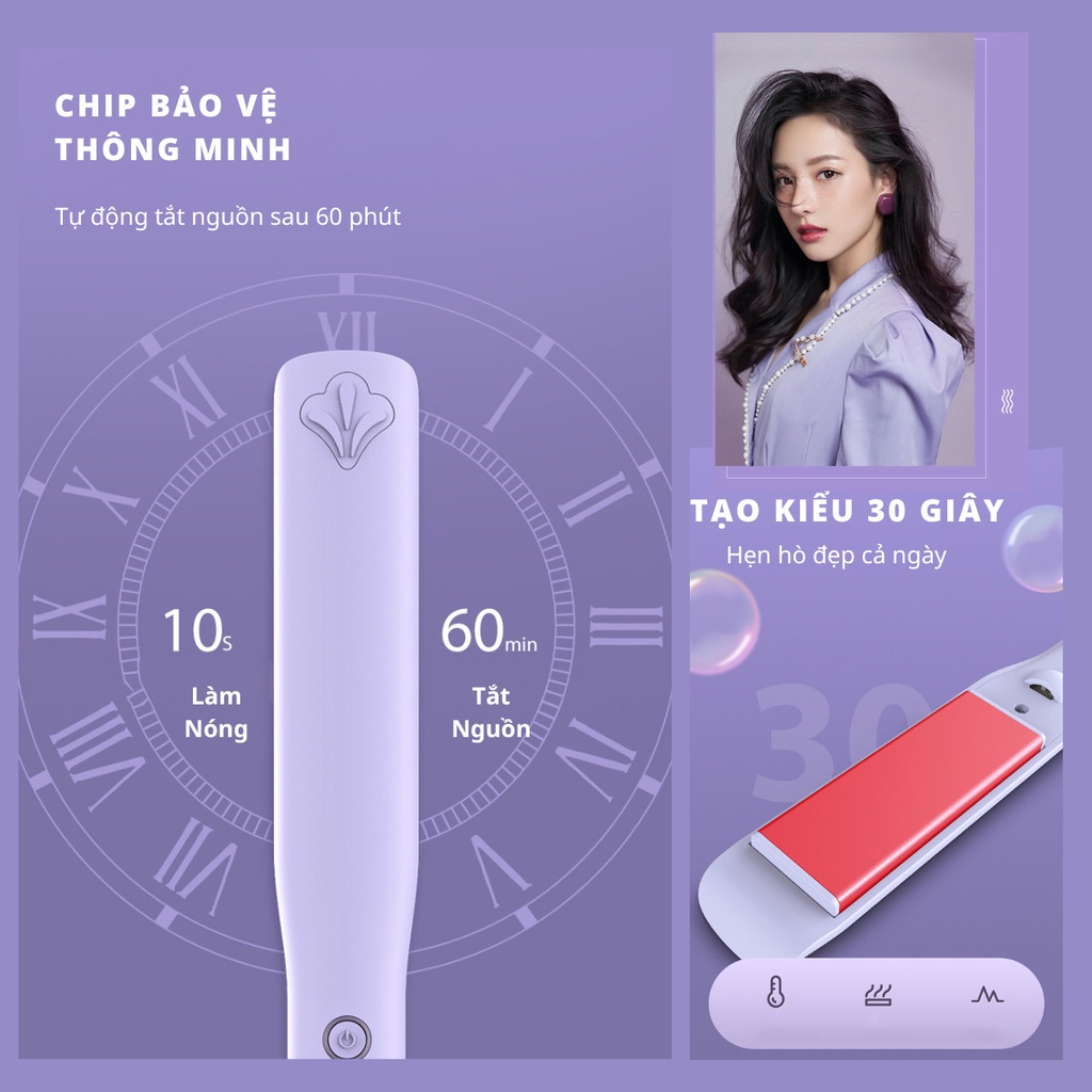 Ảnh Máy Uốn Tóc Dập Xù Nanomax XN-838, Nẹp Vuông, Bấm Phồng Chân Tóc Tự Nhiên Không Lộ Nếp, Tích Hợp Ion Bảo Vệ Tóc 4