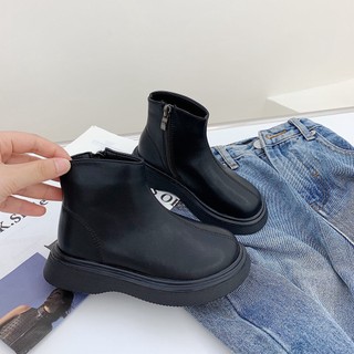 Sz 23 - 35 Bốt Cổ Cao Da Trơn Màu Vintage Khóa Cạnh Cho Bé Gái 4-8 Tuổi K172