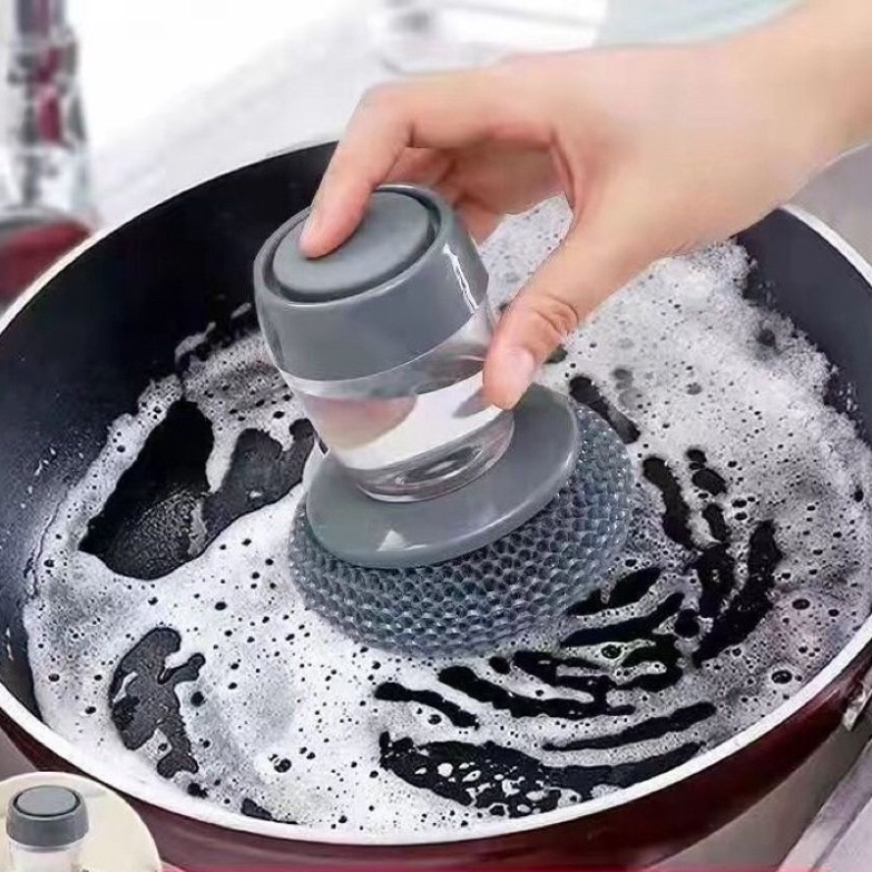 Cọ rửa xoang nồi có bình chứa bột giặt dạng nhấn tiện lợi