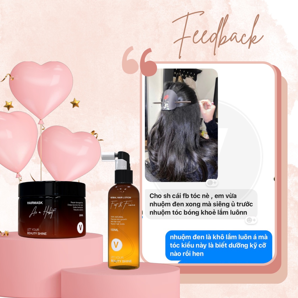 Ảnh Bộ sản phẩm xịt bưởi kịc mọc+ kem ủ tóc tráng gương vyvyhaircare V 365ml 2